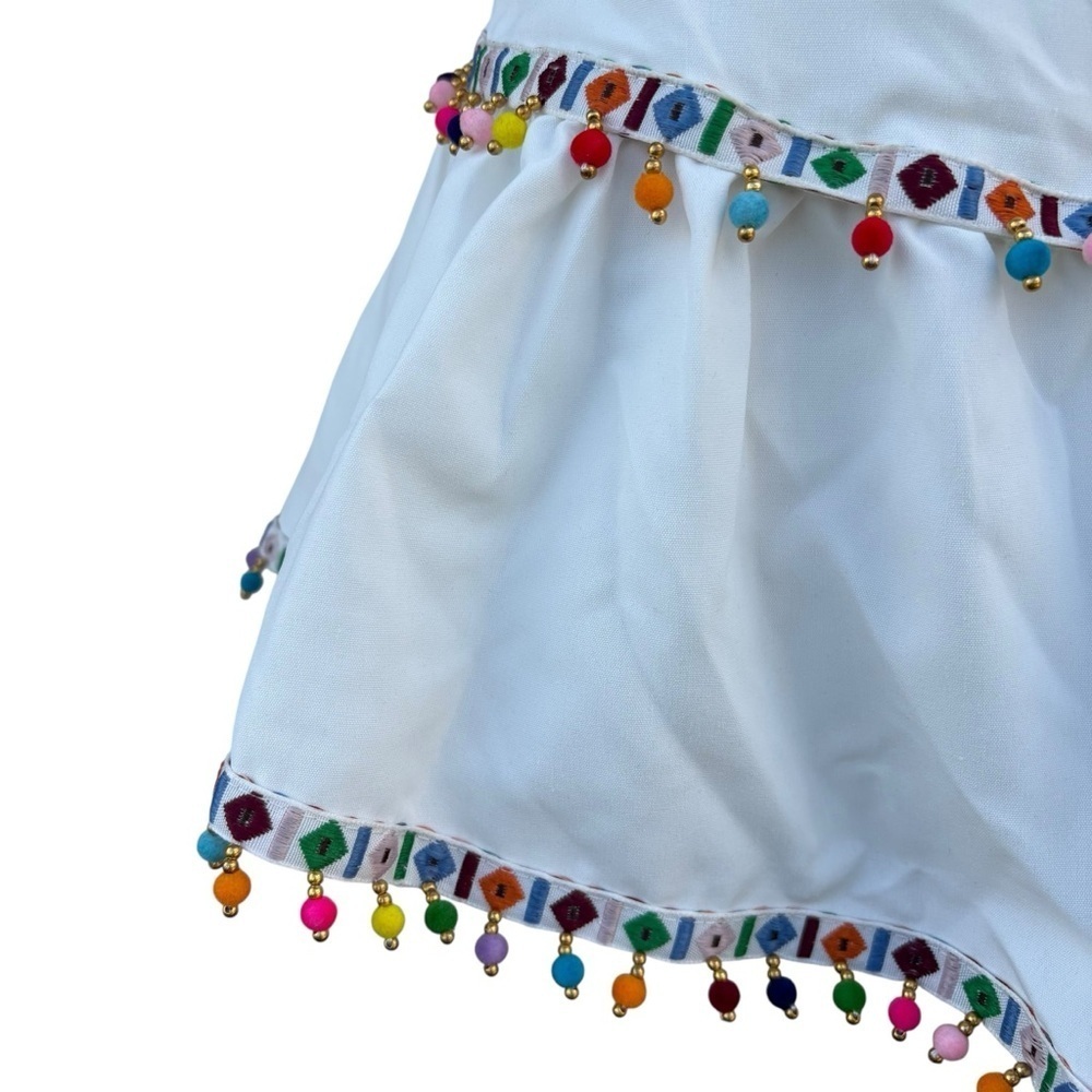 Shein Musera White Skirt & Corset Top Set Pom Pom Trim Size Small New - Picture 4 of 15